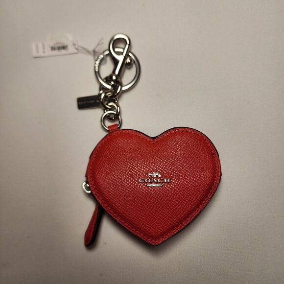 Coach CP368 Heart Bag Charm Bright Poppy Red - Picture 1 of 3